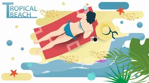 Vector illustration in a flat style on the theme of summer holidays and vacat Stock Illustration