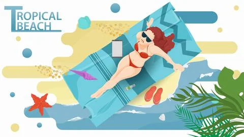 Vector illustration in a flat style on the theme of summer holidays and vacat Stock Illustration