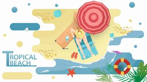Vector illustration in a flat style on the theme of summer holidays and vacat Stock Illustration