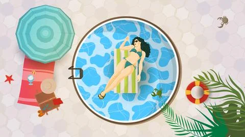 Vector illustration in a flat style on the theme of summer holidays and vacat Illustrazione stock