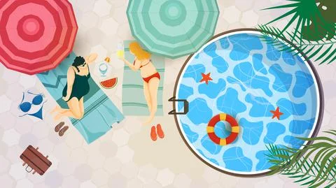 Vector illustration in a flat style on the theme of summer holidays and vacat Stock Illustration