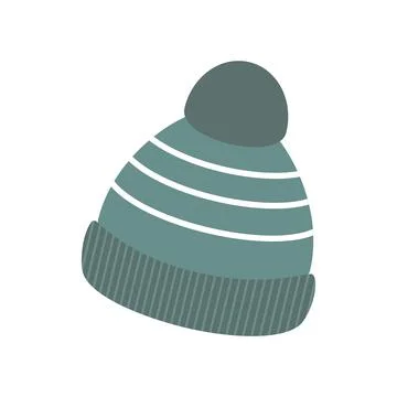 Vector illustration in a flat style. Winter hat icon. Knitted wool hat with a Stock Illustration