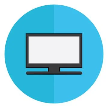 Vector illustration flat television icon with circle on white background Stock Illustration