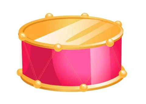 Vector illustration of flat toy drum isolated on white background.  Stock Illustration