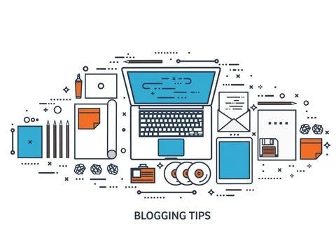 Vector illustration. Flat typewriter.Laptop. Tell your story. Author. Blogging イラスト素材