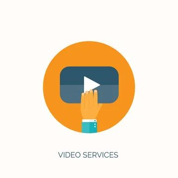 Vector illustration. Flat video hosting. Online cinema services. Stock Illustration