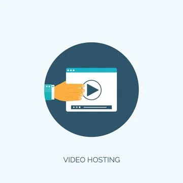 Vector illustration. Flat video hosting. Online cinema services. 库存插图