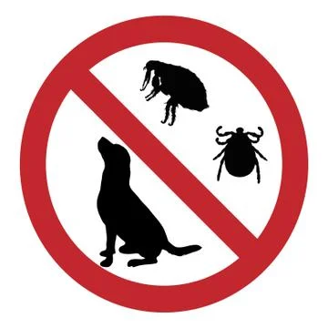 Vector illustration of flea and tick ban mark on a white background. Symbol o Stock-Illustration