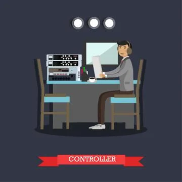 Vector illustration of flight controller in flat style Ilustración de archivo