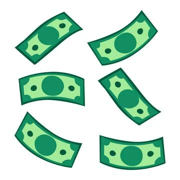 Vector illustration of floating green dollar bills Illustrazione stock