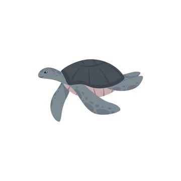 Vector illustration of a floating sea turtle with spotted fins, side view, in a 스톡 일러스트