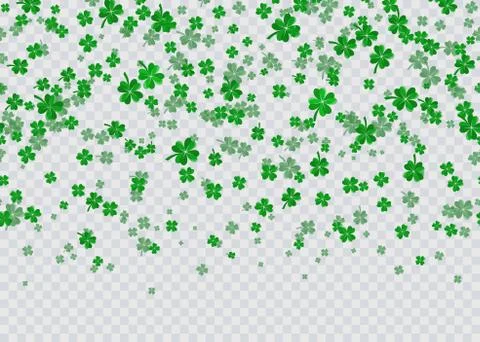 Vector illustration of floral seamless border with four leaved green clover Stock Illustration