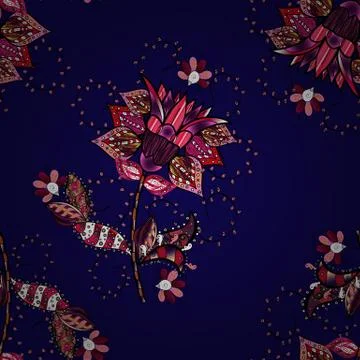 Vector illustration. Floral seamless pattern background, with strokes and splash Stock Illustration