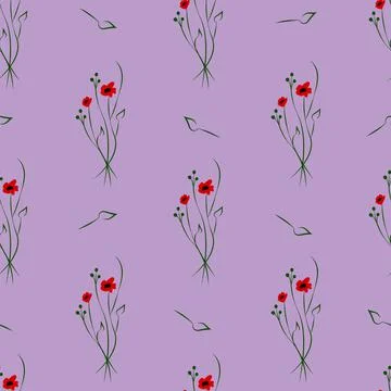 Vector illustration. Floral seamless pattern. Bouquet of wild flowers. Illustrazione stock