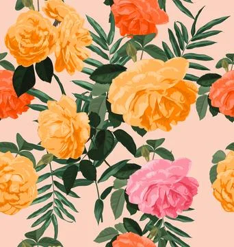 Vector Illustration of floral seamless pattern Stock Illustration