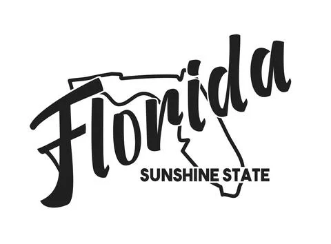 Vector illustration of Florida. Nickname Sunshine State. United States of Ame Stock Illustration