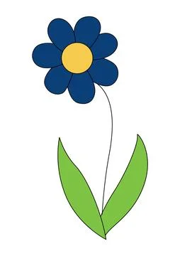 Vector illustration flower with a green leaf cartoon Stock Illustration