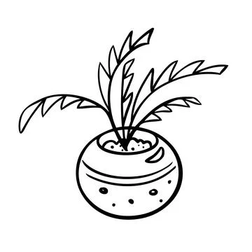 Vector illustration of a flower in a pot and sketch hand drawn 스톡 일러스트