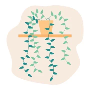 Vector illustration. A flower in a pot on the shelf. Liana Stock Illustration