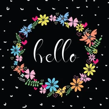 Vector illustration of flowers frame. Spring or summer design for invitation and 스톡 일러스트
