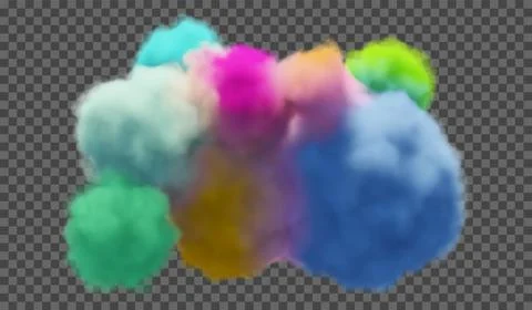 Vector illustration. Fluffy multicolored cloud or haze on a transparent backg Stock Illustration