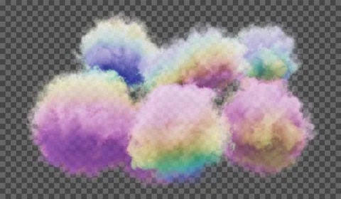 Vector illustration. Fluffy multicolored cloud or haze on a transparent backg Stock Illustration