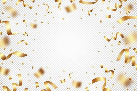 Vector illustration of flying exploding gold foil confetti and tinsels Stockillustratie