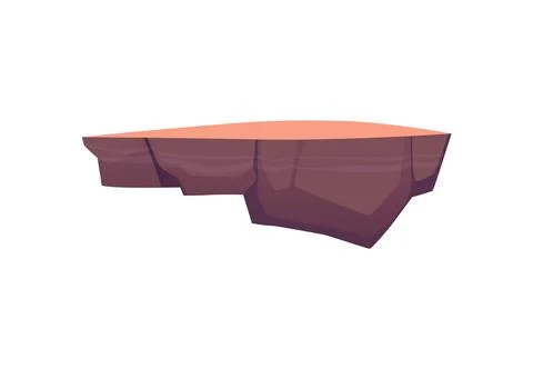 Vector illustration of a flying island with a flat surface and polygonal soil Stock Illustration