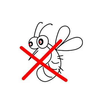 Vector illustration of flying mosquito. A flock of funny insect. Poster, sale of Stock Illustration