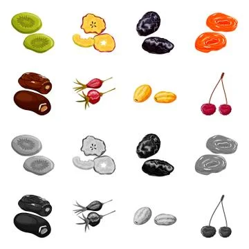 Vector illustration of food and raw sign. Collection of food and nature stock Stock Illustration