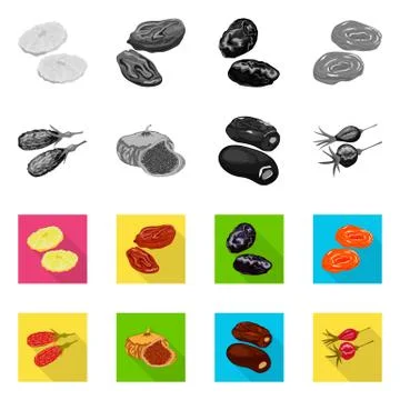 Vector illustration of food and raw icon. Set of food and nature stock vector Stock Illustration