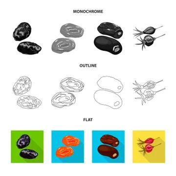Vector illustration of food and raw sign. Collection of food and nature stock Stock Illustration