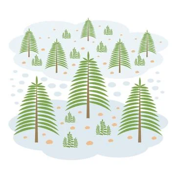 Vector illustration of forest background, nature, leaves. Stock Illustration