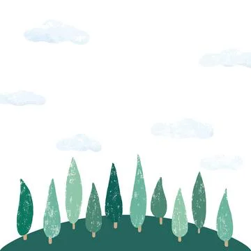 Vector illustration of forest with blank space for text. Green forest landscape 스톡 일러스트