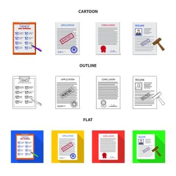 Vector illustration of form and document sign. Set of form and mark stock symbol Stock Illustration