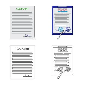 Vector illustration of form and document icon. Collection of form and mark stock 스톡 일러스트