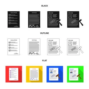 Vector illustration of form and document symbol. Collection of form and mark Stock Illustration