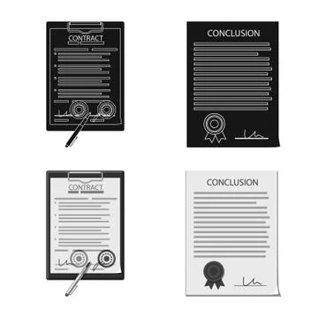 Vector illustration of form and document sign. Set of form and mark vector icon Illustrazione stock