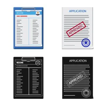 Vector illustration of form and document logo. Set of form and mark stock vector 스톡 일러스트