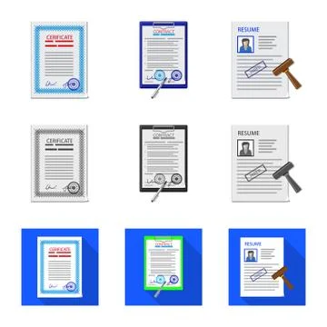 Vector illustration of form and document logo. Set of form and mark vector icon Stock Illustration