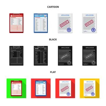 Vector illustration of form and document icon. Collection of form and mark stock Illustrazione stock
