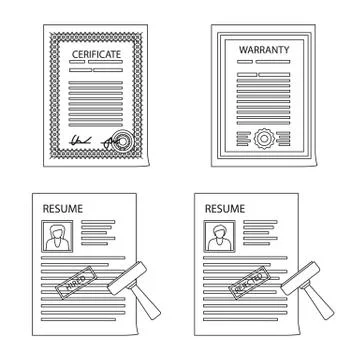 Vector illustration of form and document sign. Collection of form and mark stock Stock Illustration