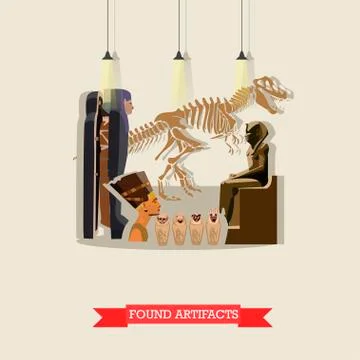 Vector illustration of found ancient Egyptian artifacts in flat style Illustrazione stock