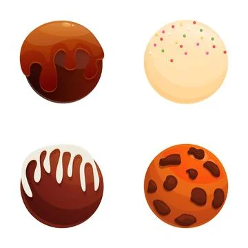 Vector illustration of four different chocolate truffles with various toppings Stock Illustration