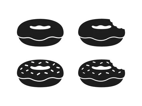 Vector illustration of the four glazed donuts with sprinkles on a white Stock Illustration