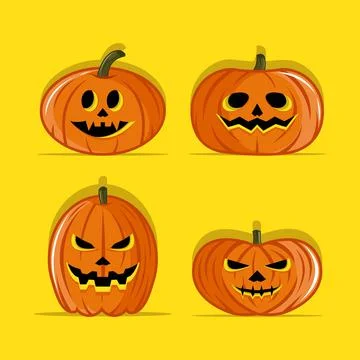 Vector illustration of four halloween pumpkins Stock Illustration