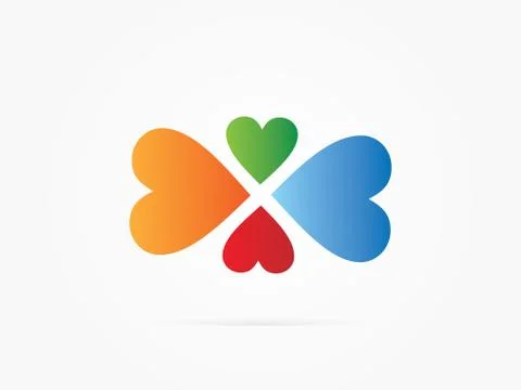 Vector Illustration four heart with multicolored icon Stock Illustration
