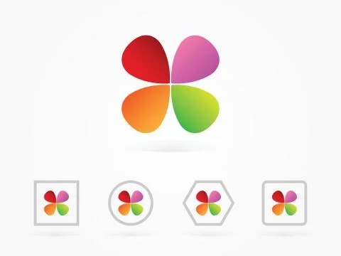 Vector Illustration Four leaf clover collection colorful Stock Illustration