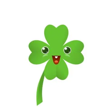 Vector illustration of four leaved green emoji clover for saint Patricks day Stock Illustration