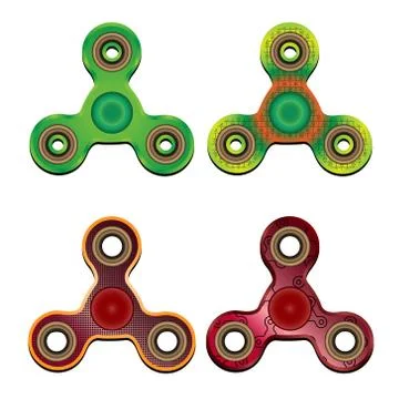 Vector illustration four spinners of different texture and colors on a white Stock Illustration